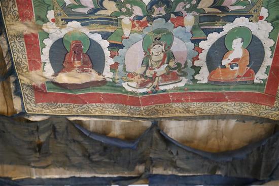 A thangka depicting Buddha Shakyamuni, Tibet, 19th century, Total dimensions 148cm x 102cm